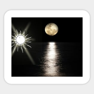 The sun with the moon on the surface of the sea Sticker